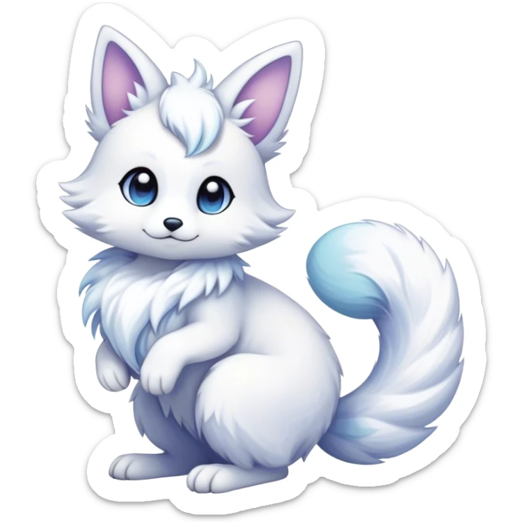 Kawaii bright fantasy ethereal anthro fursona Fakemon with tufted tail  sticker