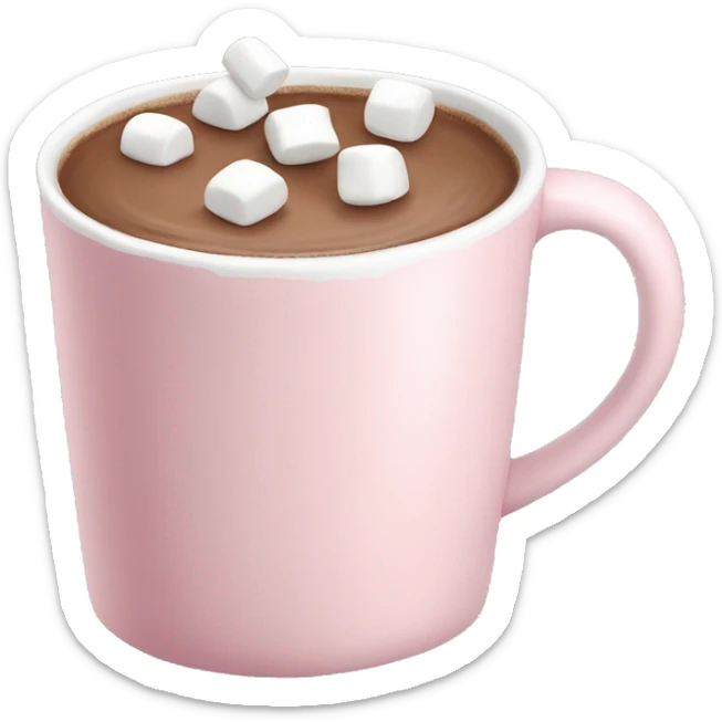 Light Pink mug of hot chocolate with marshmallows  sticker