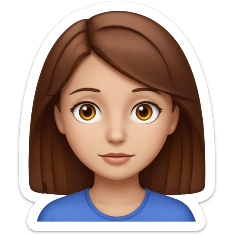 girl with brown hair and brown eyes, emoji style, version 3 sticker
