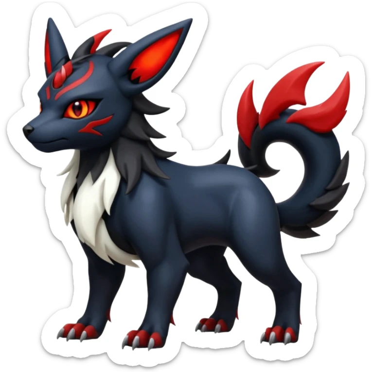 Handsome cool badass edgy Absol-Litten-Umbreon-Giratina-Yveltal-Pokémon-Fakémon-fusion-hybrid-creature, full body sticker