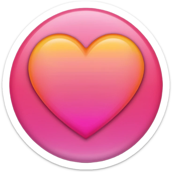Dark pink to orange to yellow to orange to dark pink portrait gradient heart sticker