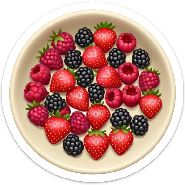 bowl solo de frutos rojos: fresas, moras, frambuesas. con vista desde arriba sticker