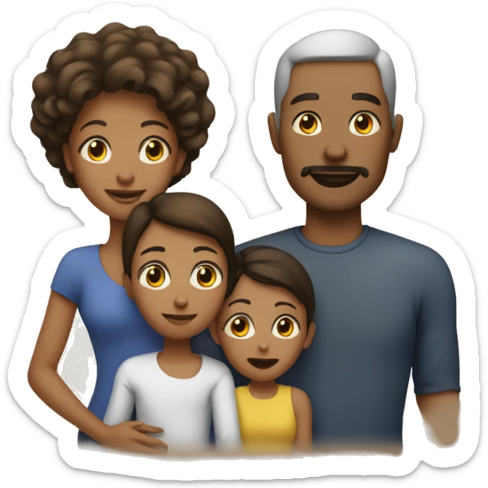 a family of four, husband, wife, daughter and a son sticker