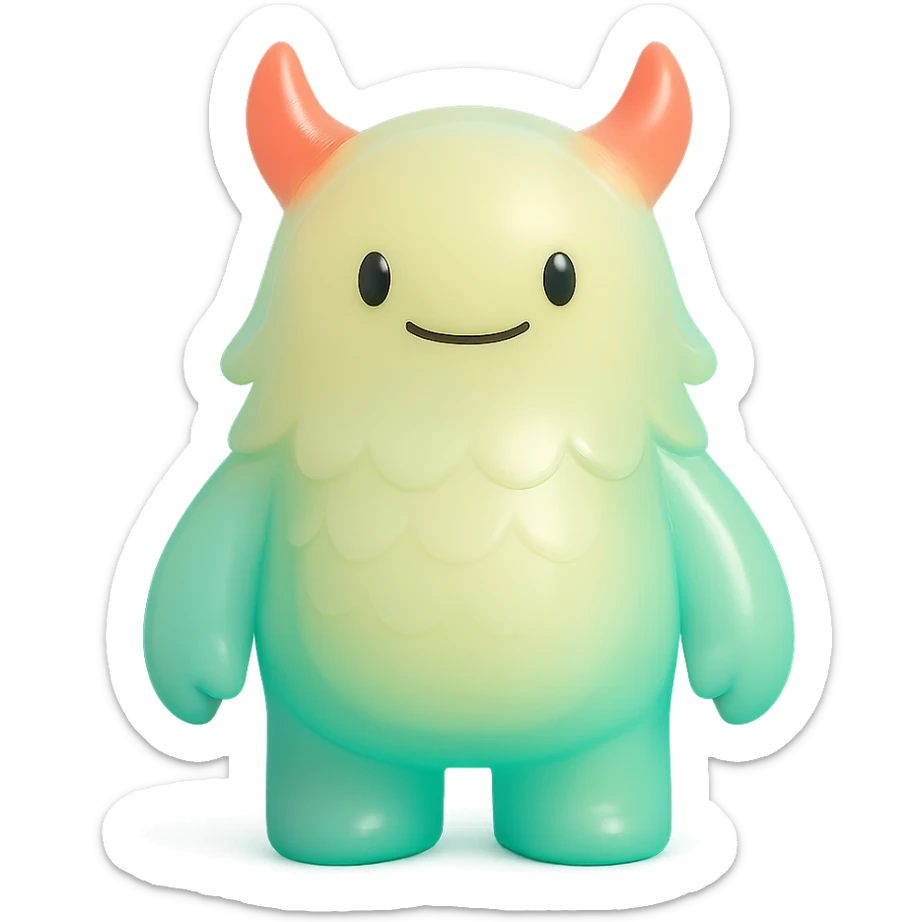 monster with glowing red horns, shimmering scales, and a bright aura sticker