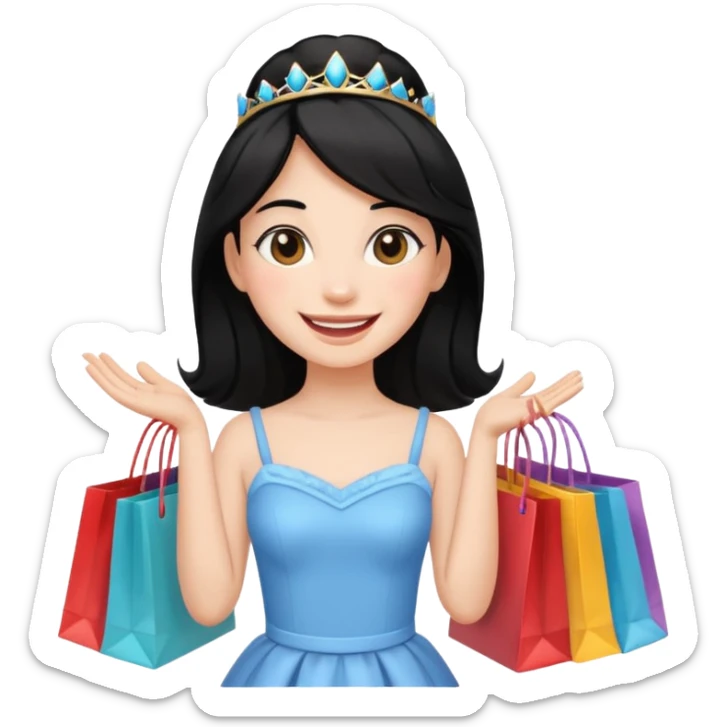 zadowlona czarnowłosa ksiezniczka jest zadowolona z zakupami sticker
