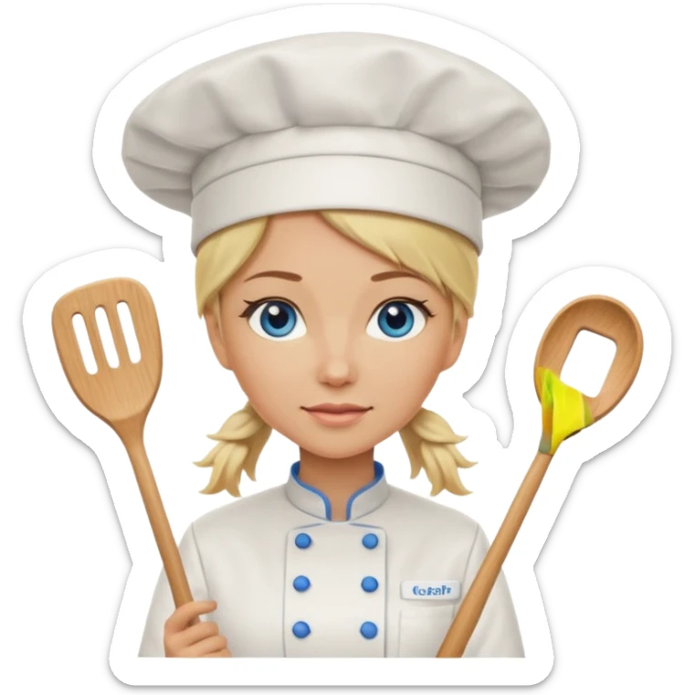 Sexy Long Blonde hair blue eyed female chef sticker