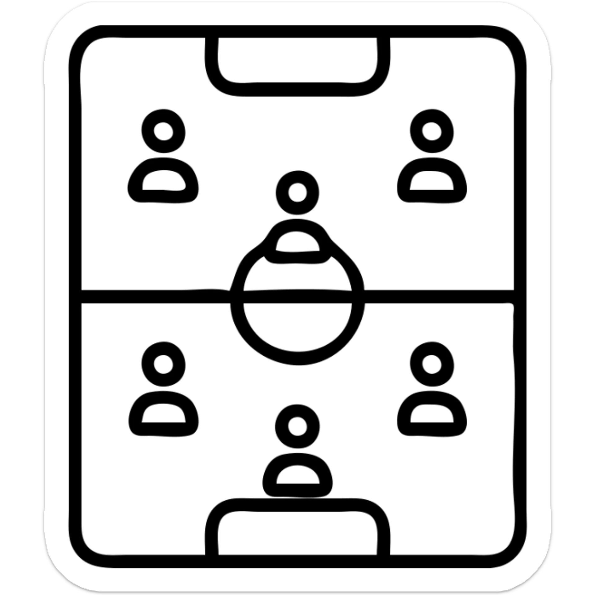 4v4 football soccer field layout top-down view, clear team positions, simple and readable diagram sticker
