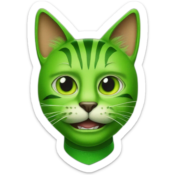 green cat wearing a jim carrey costume from the film the mask sticker