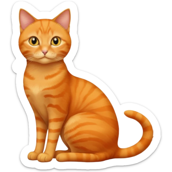 full body solid orange domestic shorthair slim cat with yellow/orange eyes sitting sticker