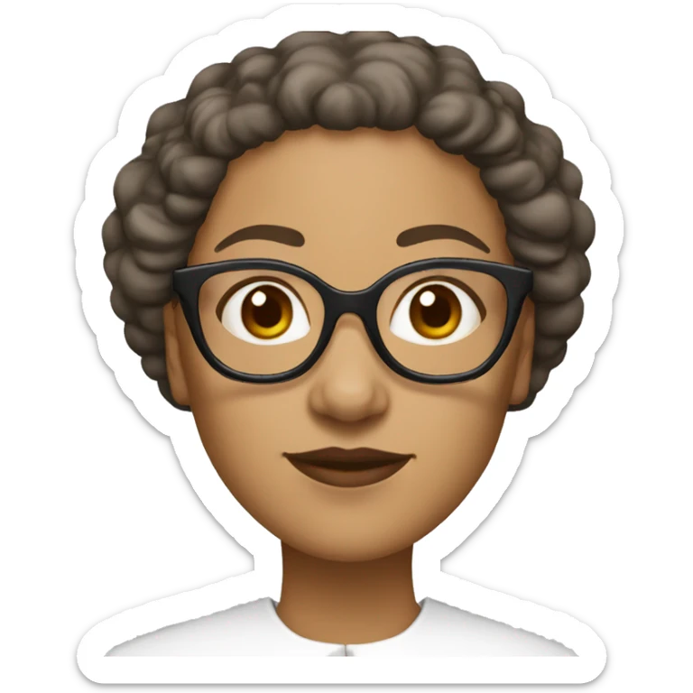 Female nun with medium skin tone and curly hair wearing spike Lee glasses sticker