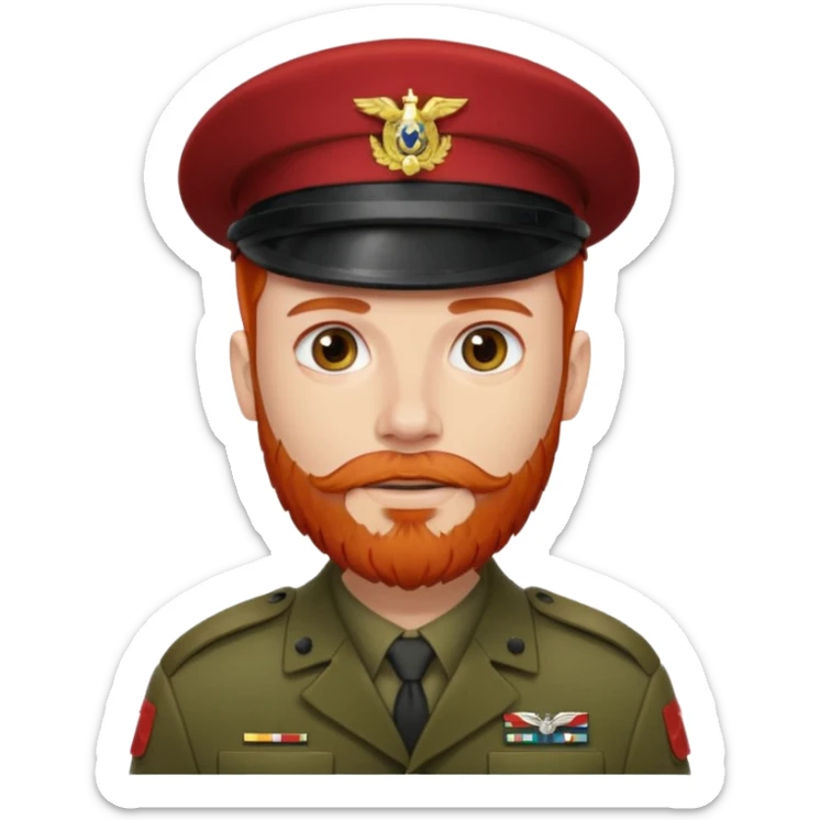 male soldier red hair style and bead sticker
