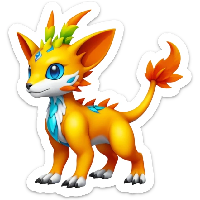 colorful Fakémon-Digimon-Fionbri-Trico-creature (full body) sticker