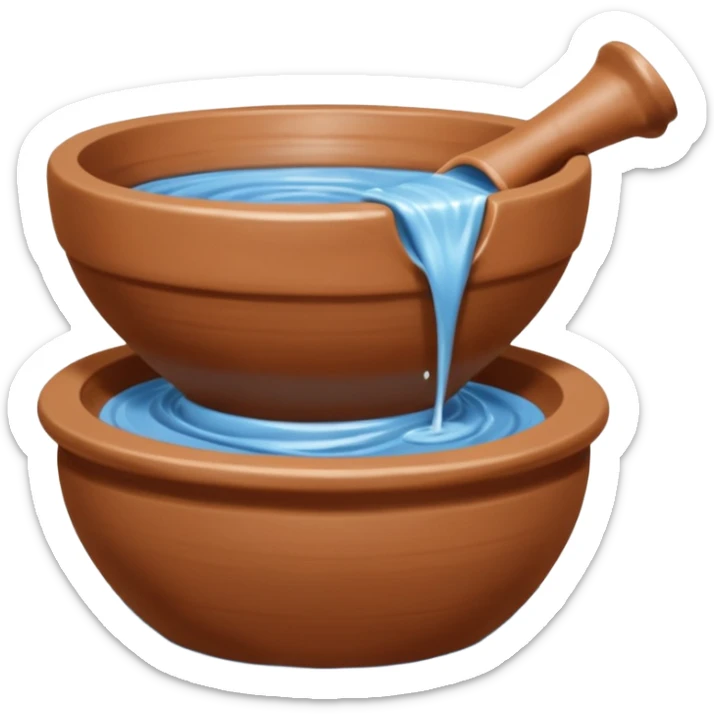 Realistic image of a potter's wheel in action, shaping wet clay into graceful shapes, water splashing gently sticker