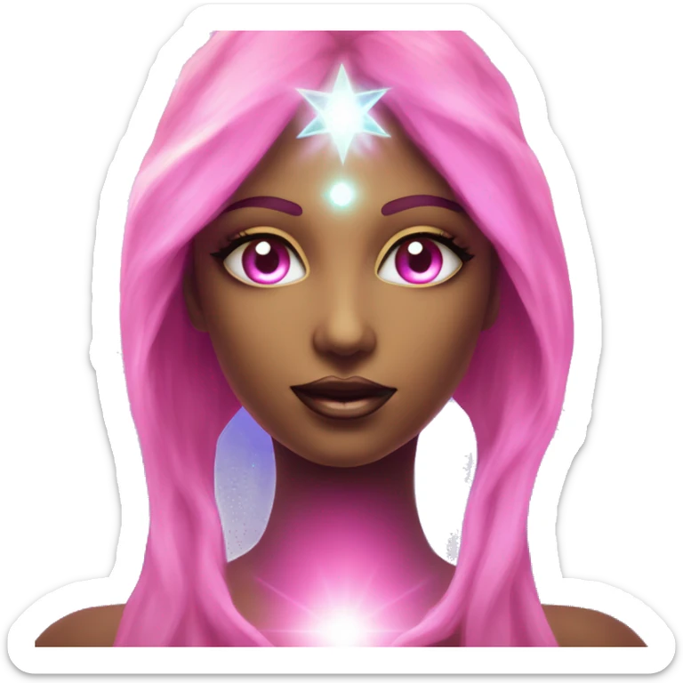 Pleiadian radiant glowing diva woman female third eye pink sticker