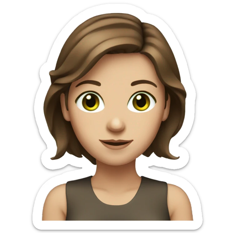 Shoulder lenght Brown hair woman green eyes sticker