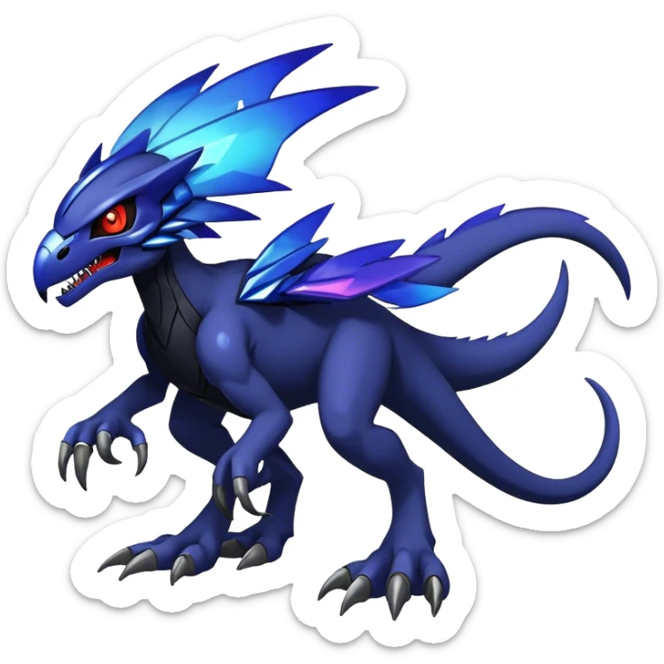 Shiny Dark Evil Nebula Futuristic Fakemon-Pokemon-Digimon-Spectrobes-Raptor-fusion, full body sticker