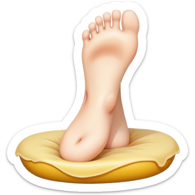 A giant floating foot with a noseless girl face on top of it's sole sticker