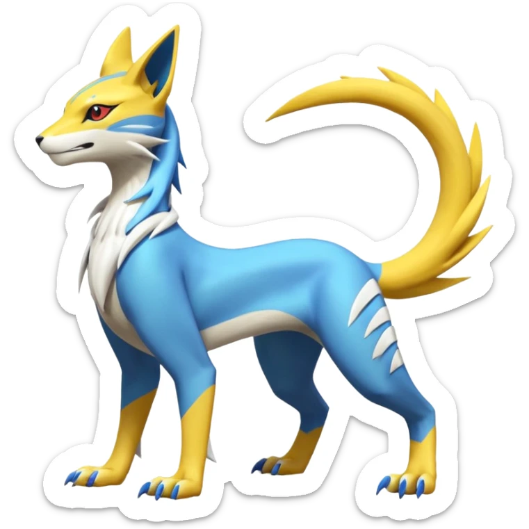 Latias-Vernid-Lombax-Renamon-Zeraora-Bastet-Fakémon-hybrid-fusion-creature, full body sticker