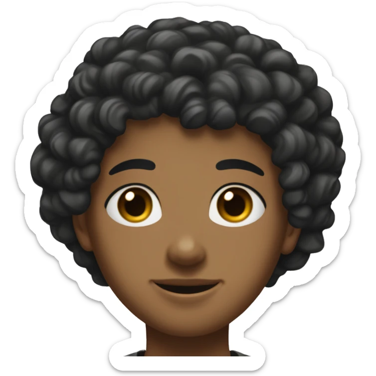 Teenager's head with a little curlThe head of a teenager with slightly curly black hair, brown eyes, slightly thickA teenager's head with slightly curly black hair, brown eyes, slightly thick eyebrows sticker