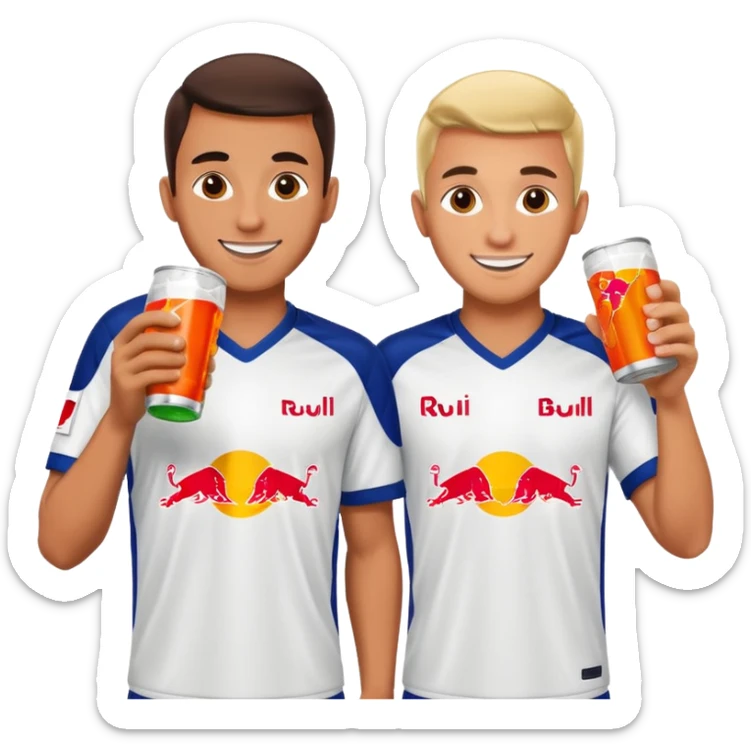 Red bull energy drink imogi for soccer players drinking red bull energy drink while playing soccer sticker