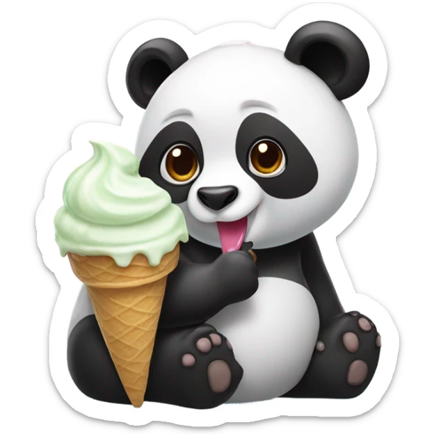 Panda eating ice cream sticker