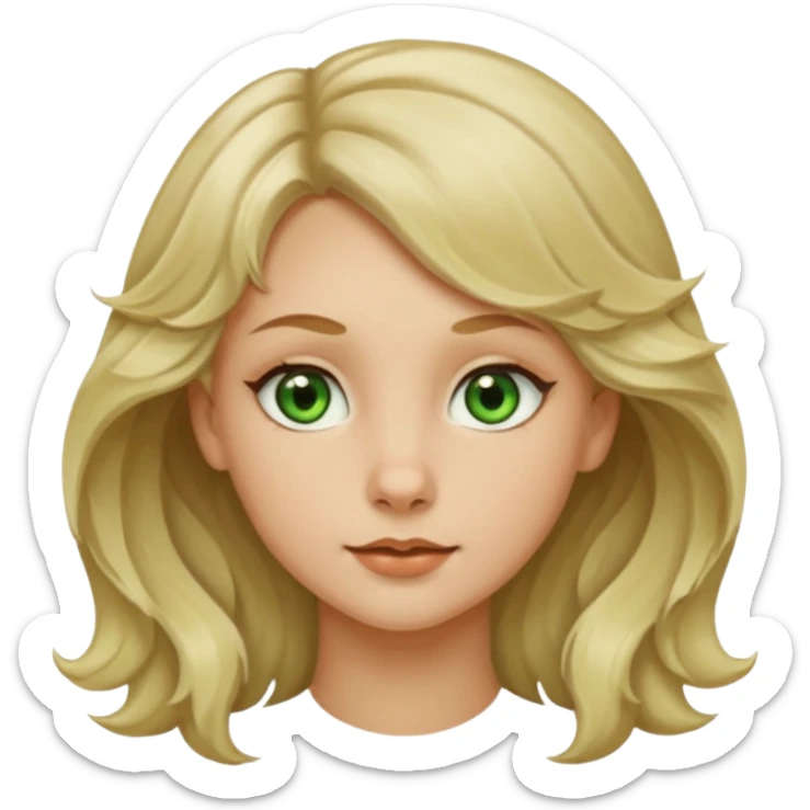 two girls. 1# girl: blonde long hair a bit wavy, green eyes, small button nose, very pale skin.  2# girl: short brown hair (wolfcut), brown eyes but a little green in them, very small button nose. sticker