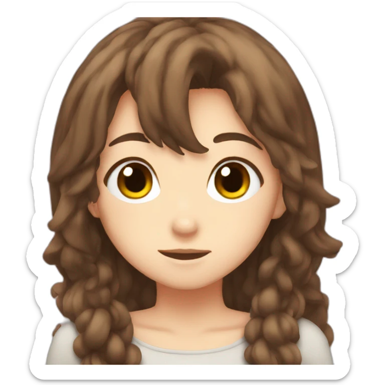 anime girl with brown hair sticker