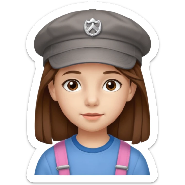 Une fille qui s’appelle Angèle aux cheveux marrons de neuf ans, qui adore les Capi, barra et aux yeux gris sticker