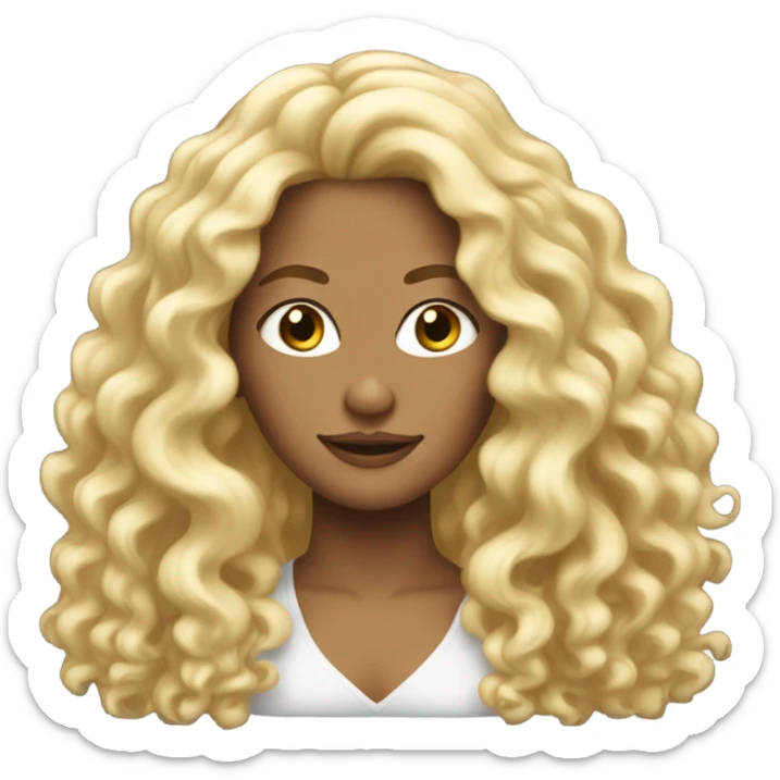Flamboyant white woman, long blonde hair, curly hair, blonde hair sticker
