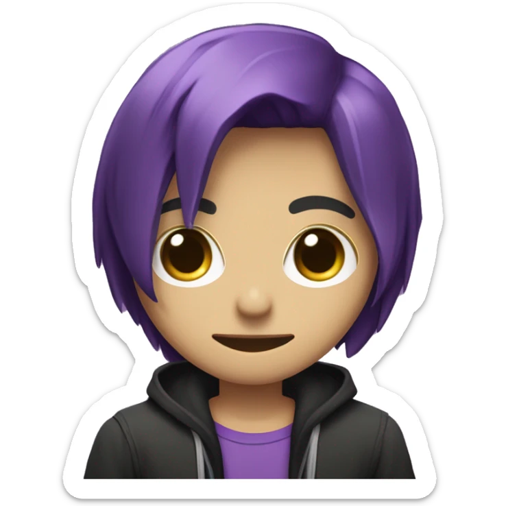 emo gay cabelo roxo castanho olho escuro pele clara camisa do são paulo sticker