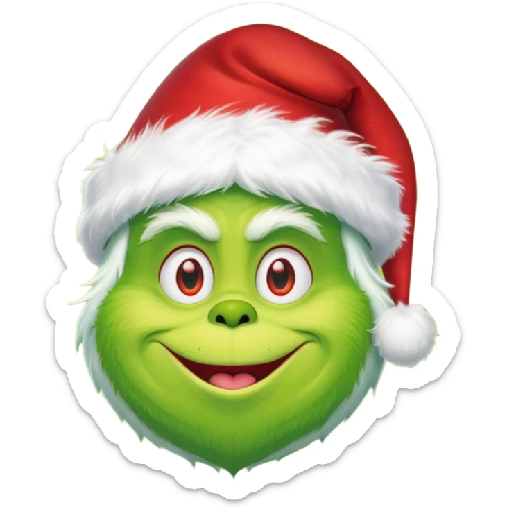 Create an emoji of the grinch from the grinch who stole christmas ith a Santa hat sticker