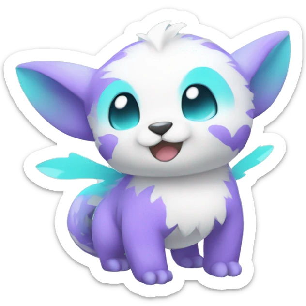 Cute cool purple white cyan animal hybrid Fakemon full body sticker