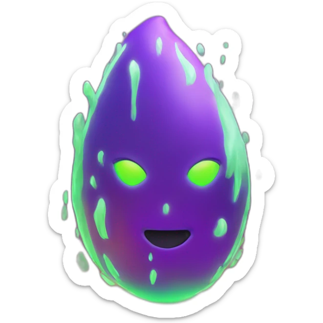 Fire Cyber emoji of a FUTURISTIC HIGHTECH 3D Fire colors Lemon green and purple neon Fire sticker