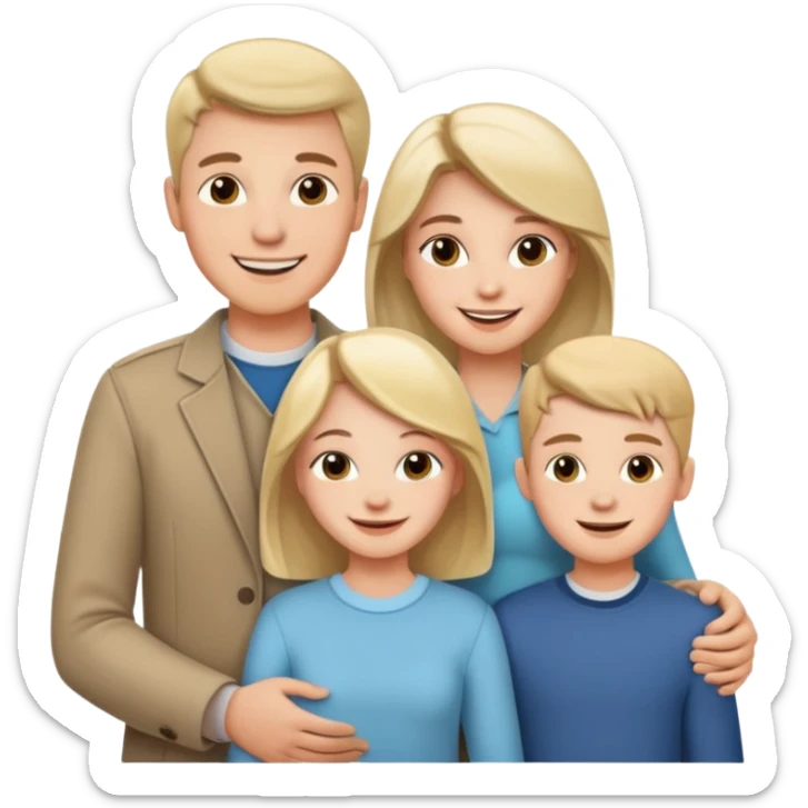 Couple of married man and woman with one kid teenager  sticker