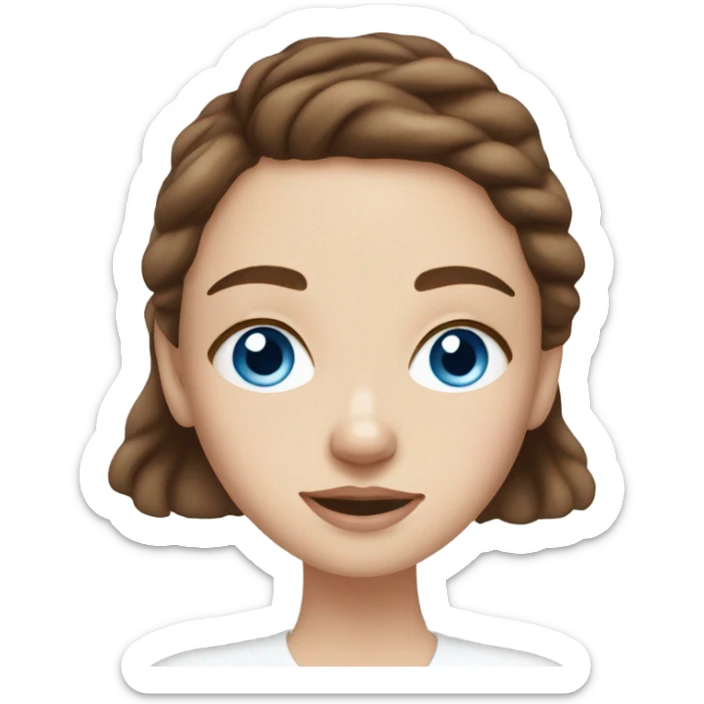 White girl with freckles brunette blue eyes doing skinacare cream under eyes  sticker