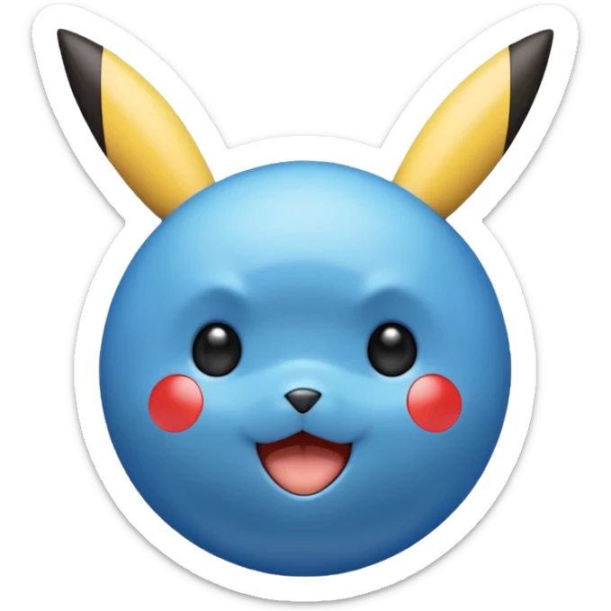 A blue Pokéball with highlights, anime Pikachu style, emoji style, variation 1 sticker