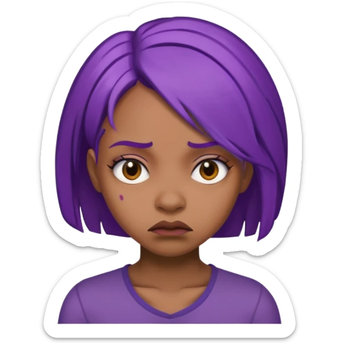 black girl with purple hair and a disgusted face  sticker