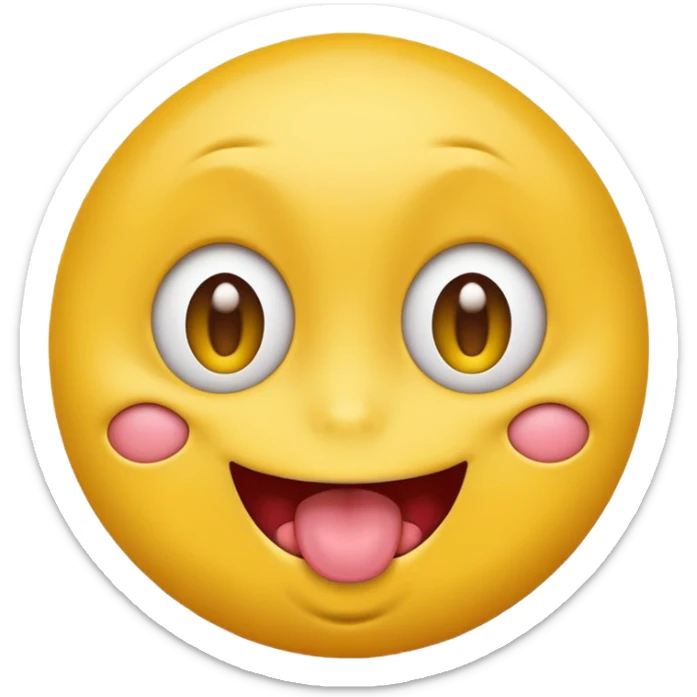Freaky ahh yellow face emoji smiling with tongue out and eyes wide open sticker