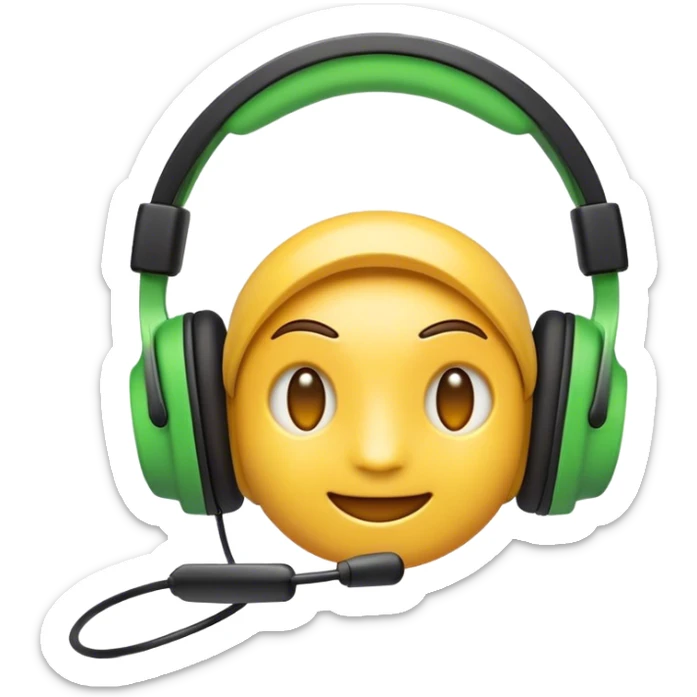 Clash of Clans aesthetic: Cinematic Playful Xbox Headset Portrait Emoji, rendered in a 3D vector-style similar to standard emojis with minimal shading and bold, simplified shapes. A compact, distinct form with signature details, softly glowing with a modern gaming energy charm. Simplified yet unmistakably iconic, highly detailed and consistent, glowing with a soft radiance and high shine. Stylized with a touch of next-gen innovation and a soft glowing outline, capturing the essence of a beloved gaming relic with a friendly, playful manner! sticker