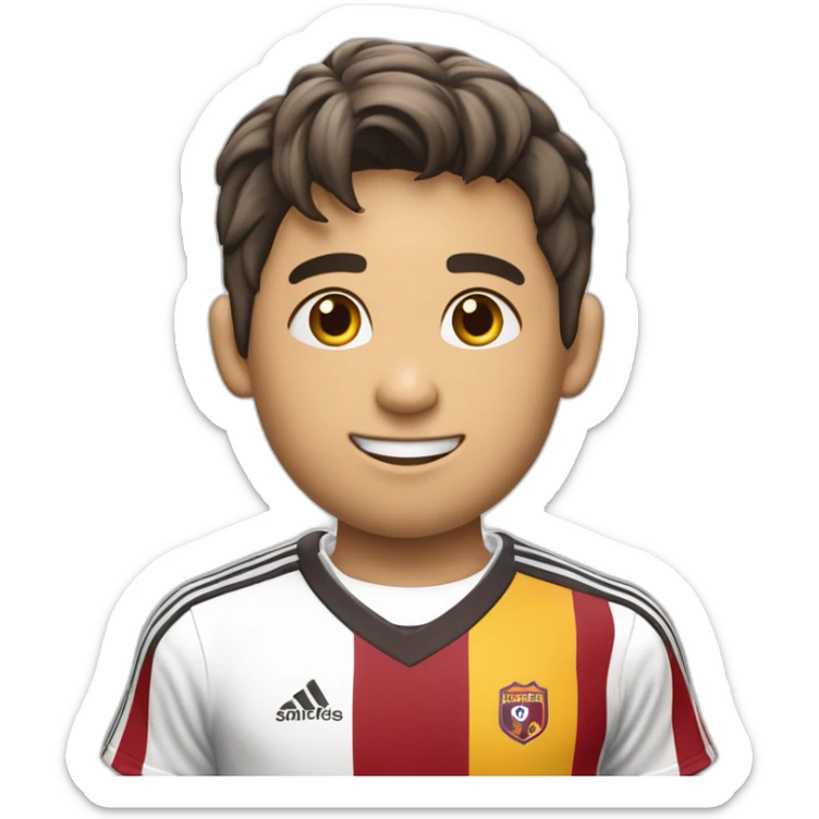 Niño futbolista rubio camiseta rayas verticales blancas y moradas sticker