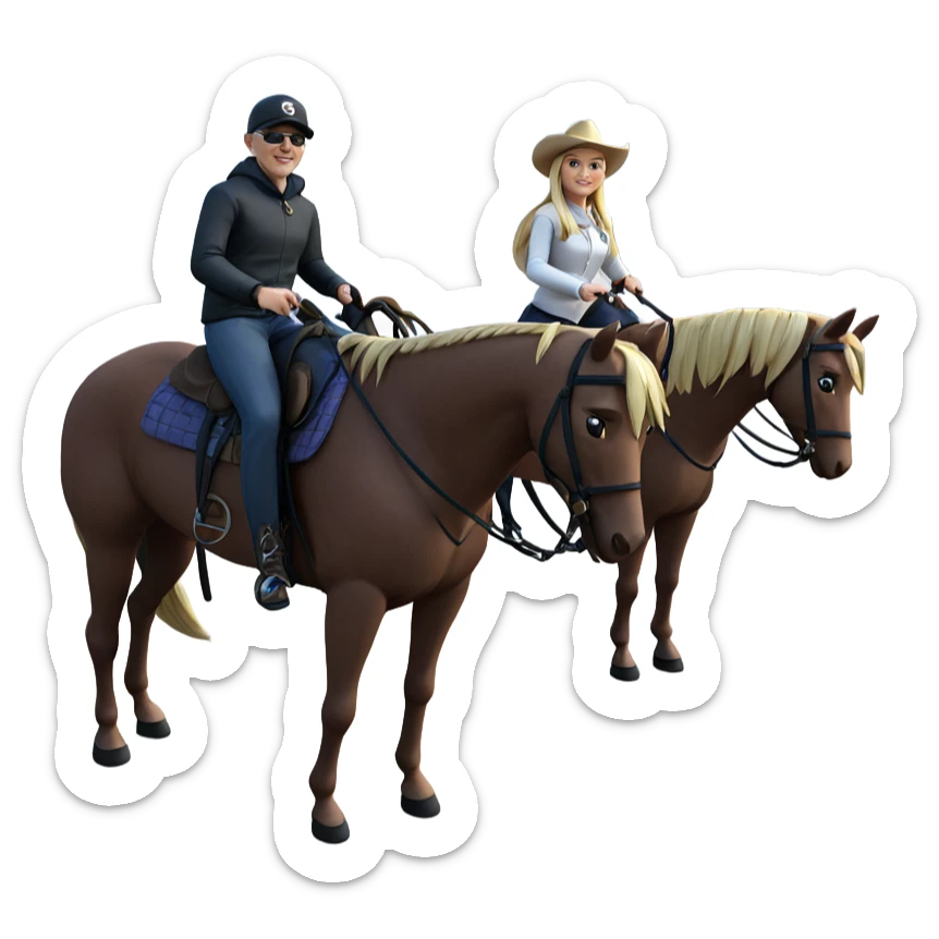 blonde girl horseback riding outdoors sticker