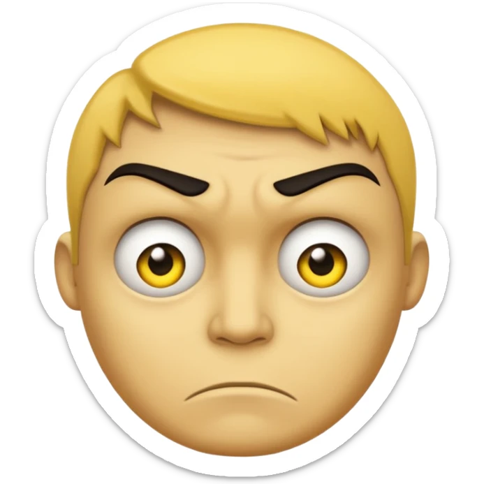 A classic yellow frowning face, but the top half is covered in a dark, sinister shadow. sticker