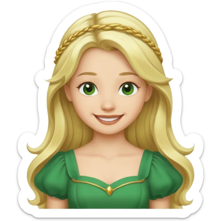 Ozma from the Wizard of Oz with long blonde hair, green outfit sticker