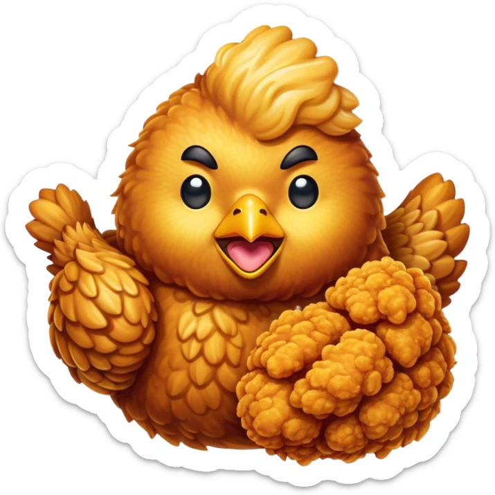 Cinematic Realistic Korean Fried Chicken Dish Emoji, depicted as crispy, golden-fried chicken glazed in a tangy sauce rendered with detailed textures and vibrant, dynamic lighting. sticker