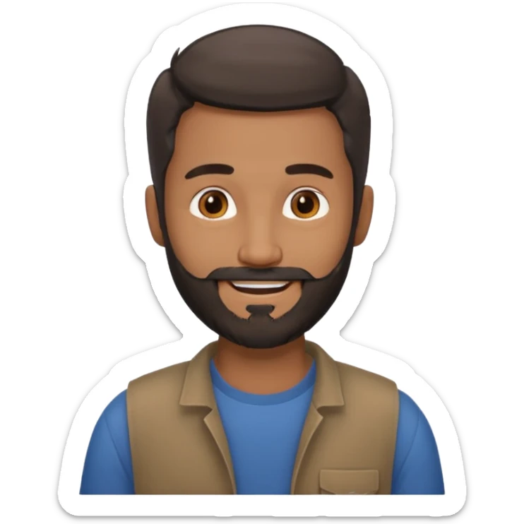 give my dad a grandpa look but beard mixed with grey and black , very low hair on head brown in complexion, casual clothes sticker