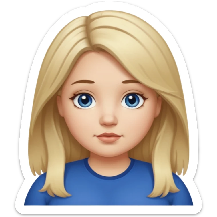 fat white girl long light brunette / blonder8 hair girl with darker roots in her hair middle part and dark blue eyes that's not really tan but not pale sticker