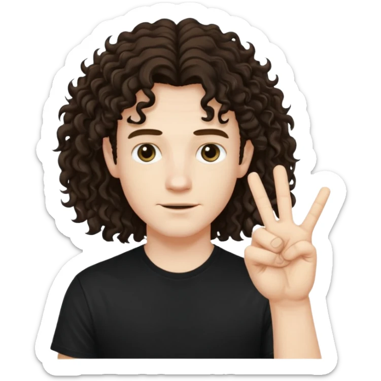 Eddie the freak from stranger things with his iconic hand sign like this "🤟" over his head sticker