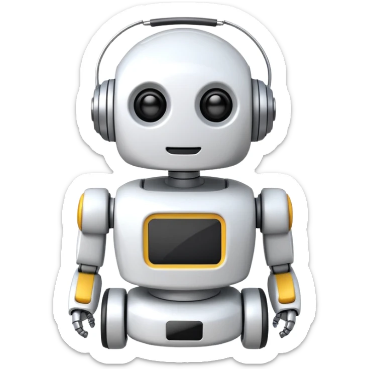 robot cartoon simple kid toy white innocent funny gudget chatGPT round adorable music_lover sticker