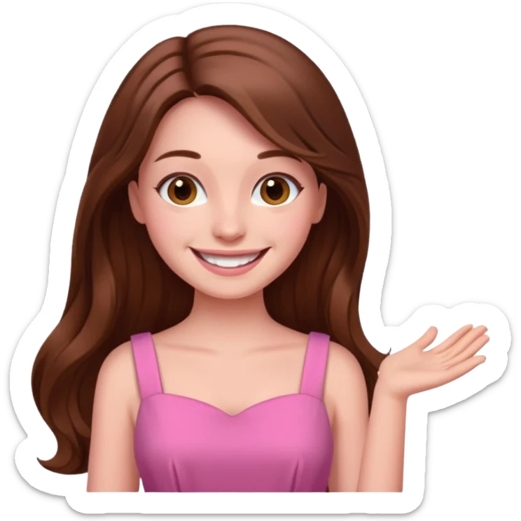 woman Social, diplomatic, stylish — the ultimate people-pleaser. in pink dress long hair 
more dinamic emoji  sticker