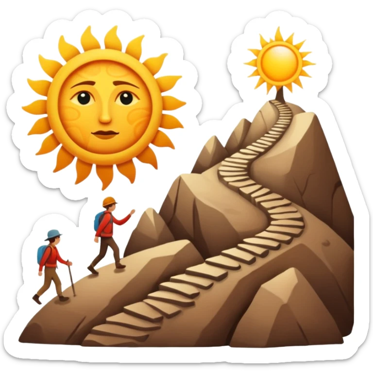 
una mezcla de sol + montaña + caminante estilo petroglifo con un espiral tipo energía ancestral sticker